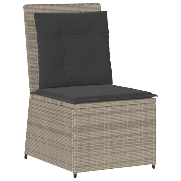 vidaXL Garden Sofa with Cushions Light Grey Poly Rattan