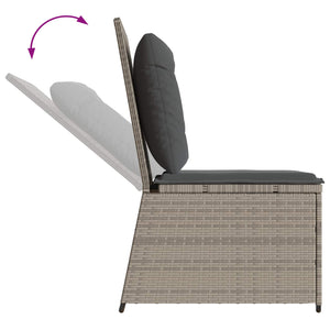 vidaXL Garden Sofa with Cushions Light Grey Poly Rattan