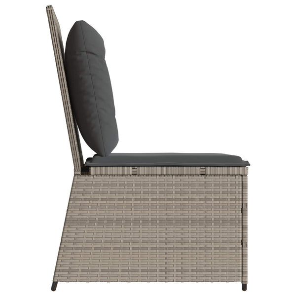 vidaXL Garden Sofa with Cushions Light Grey Poly Rattan