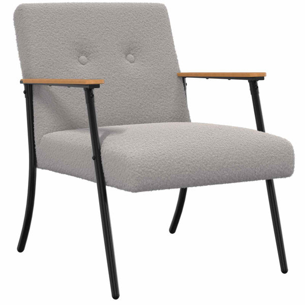 Sessel Hellgrau Wollähnlicher Stoff