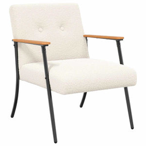 Sessel Creme Wollähnlicher Stoff