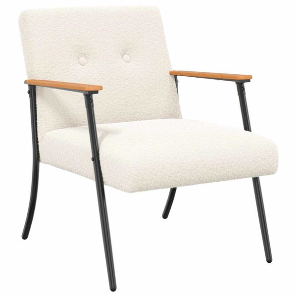 Sessel Creme Wollähnlicher Stoff
