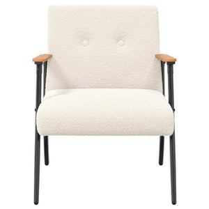 Sessel Creme Wollähnlicher Stoff