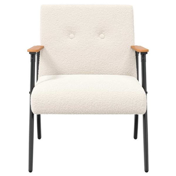 Sessel Creme Wollähnlicher Stoff