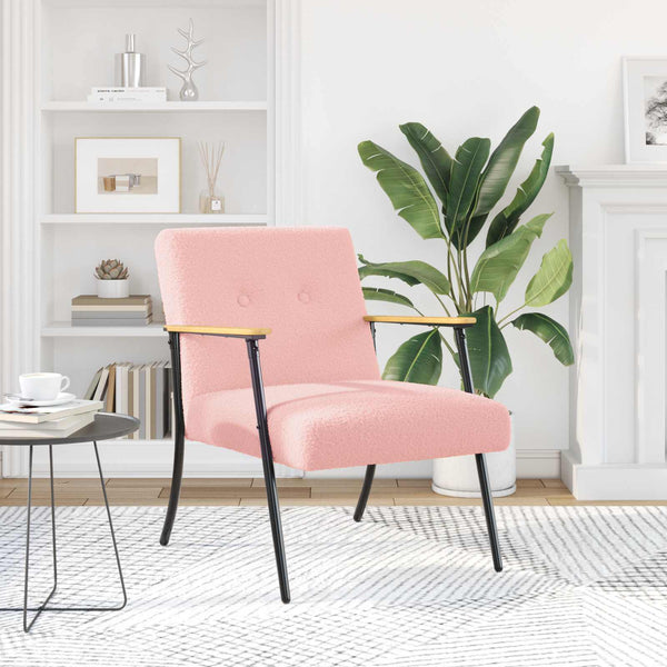 Rosa Sessel mit lockigem Stoff
