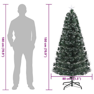 vidaXL Artificial Christmas Tree with 210 LEDs Green 180 cm PVC