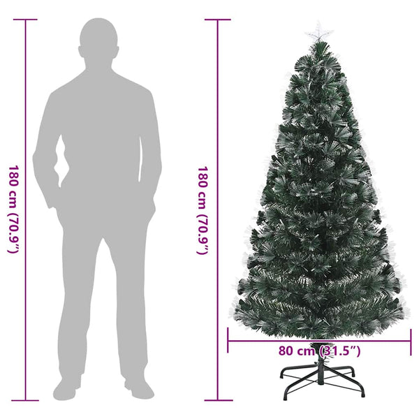 vidaXL Artificial Christmas Tree with 210 LEDs Green 180 cm PVC