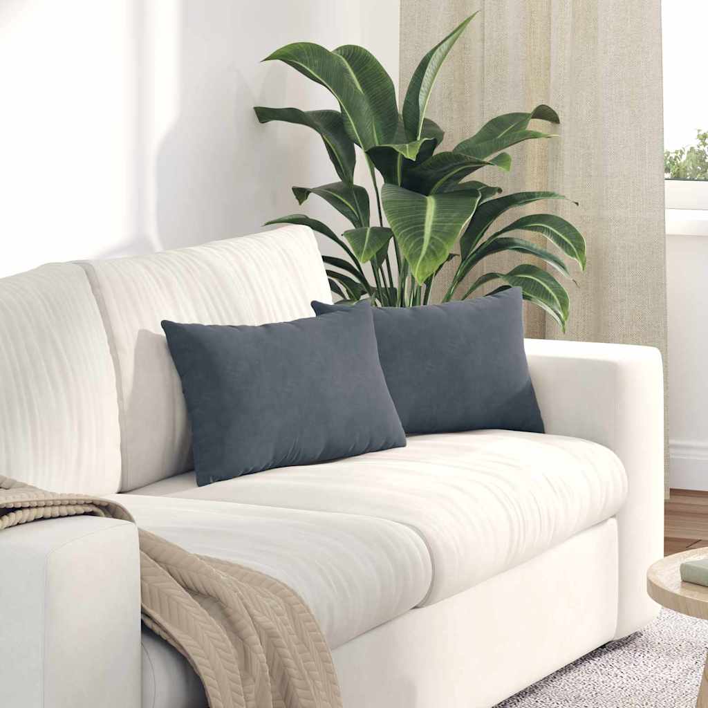 vidaXL Sofa Cushions 2 pcs Dark Grey 50 x 30 cm Corduroy