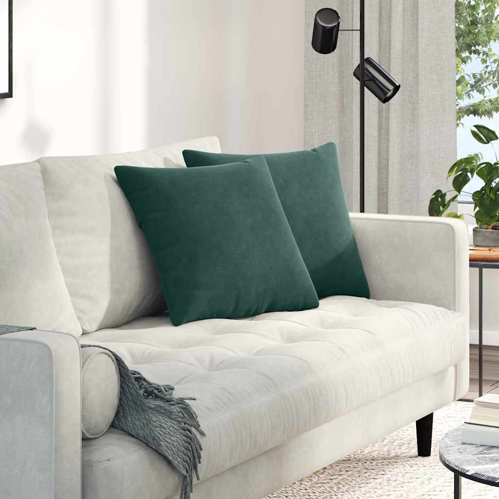 vidaXL Sofa Cushions 2 pcs Dark Green 45 x 45 cm Corduroy