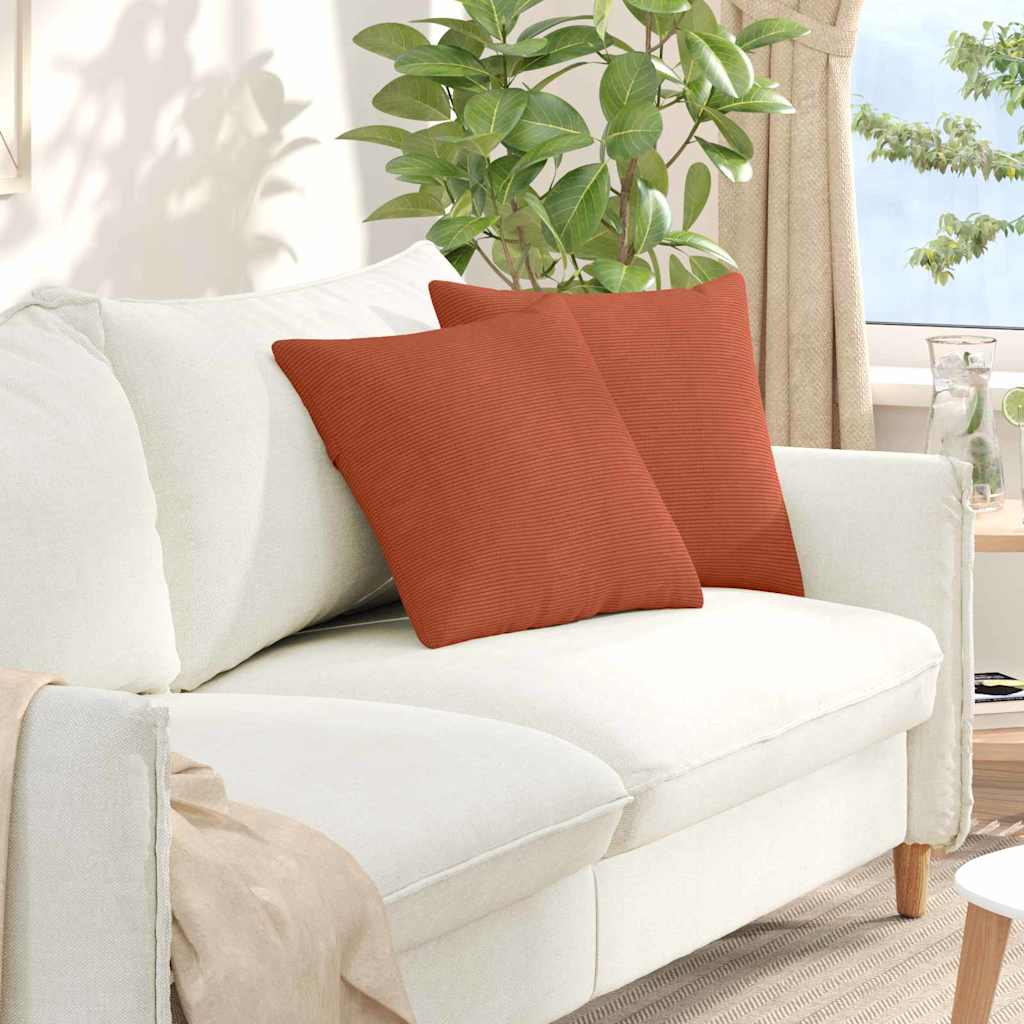 vidaXL Sofa Cushions 2 pcs Red-Orange 45 x 45 cm Corduroy