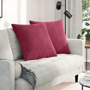 Weinrote Cord Sofakissen 80x80 cm - 2er Set