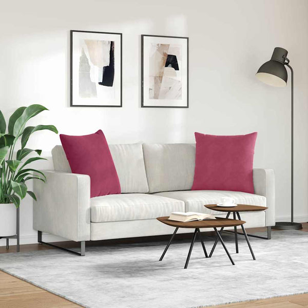 Weinrote Cord Sofakissen 80x80 cm - 2er Set