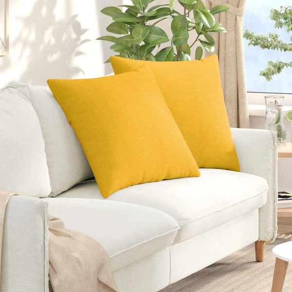 Cord Sofakissen Gelb 80x80cm 2er-Set