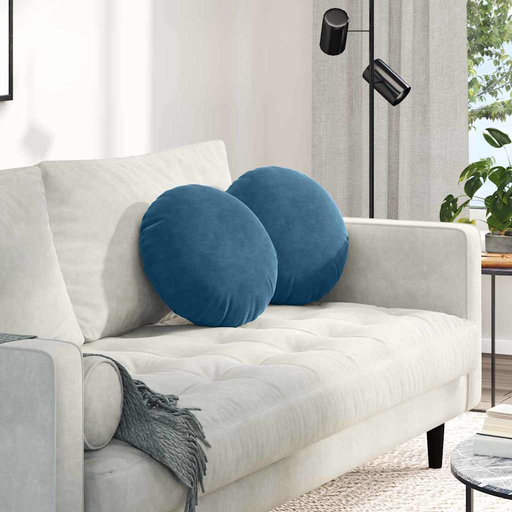 Samt Sitzkissen Blau 2er Set Ø 40cm