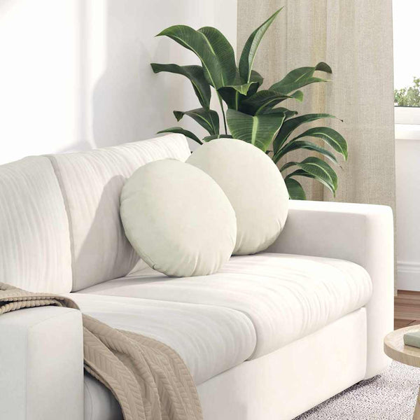 vidaXL Seat Cushion 2 pcs Cream Ø 40 x 13 cm Velvet