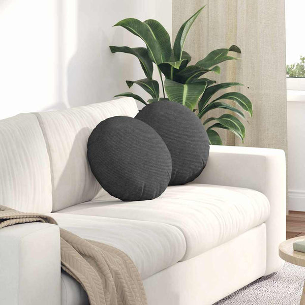vidaXL Seat Cushions 2 pcs Dark Grey Ø 40 cm Corduroy