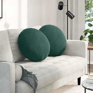 vidaXL Seat Cushions 2 pcs Dark Green Ø50 x 19 cm Velvet