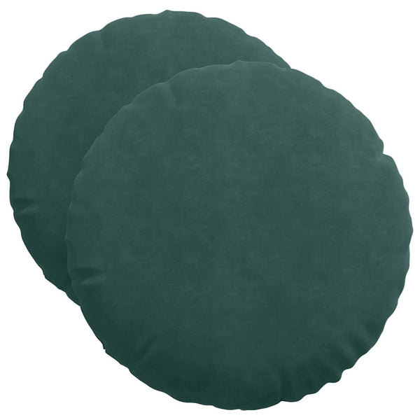 vidaXL Seat Cushions 2 pcs Dark Green Ø50 x 19 cm Velvet