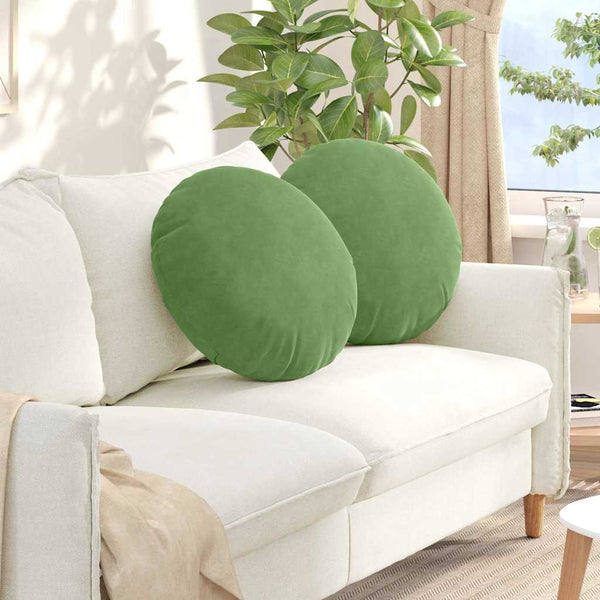 vidaXL Seat Cushions 2 pcs Light Green Ø50 x 19 cm Velvet