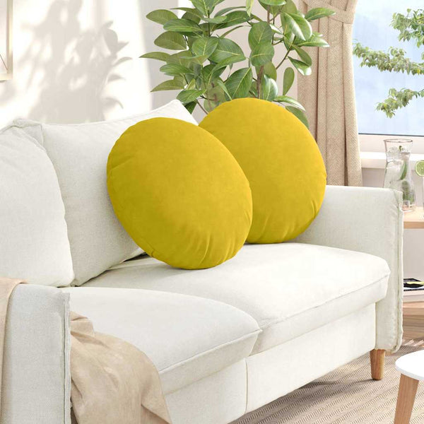 vidaXL Seat Cushion 2 pcs Yellow Ø50 x 19 cm Velvet