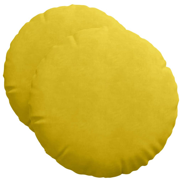 vidaXL Seat Cushion 2 pcs Yellow Ø50 x 19 cm Velvet
