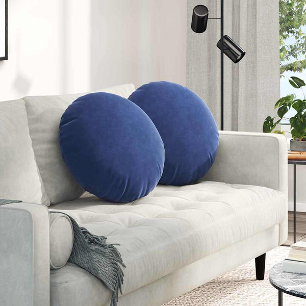 vidaXL Seat Cushions 2 pcs Police Blue Ø50 x 19 cm Velvet