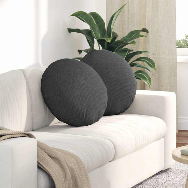 vidaXL Seat Cushions 2 pcs Dark Grey Ø50 x 19 cm Corduroy