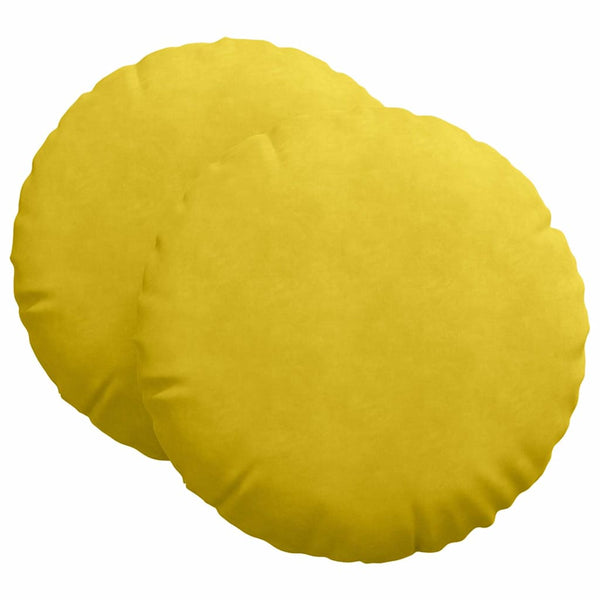 vidaXL Floor Pillows 2 pcs Yellow Ø60 x 21 cm Velvet