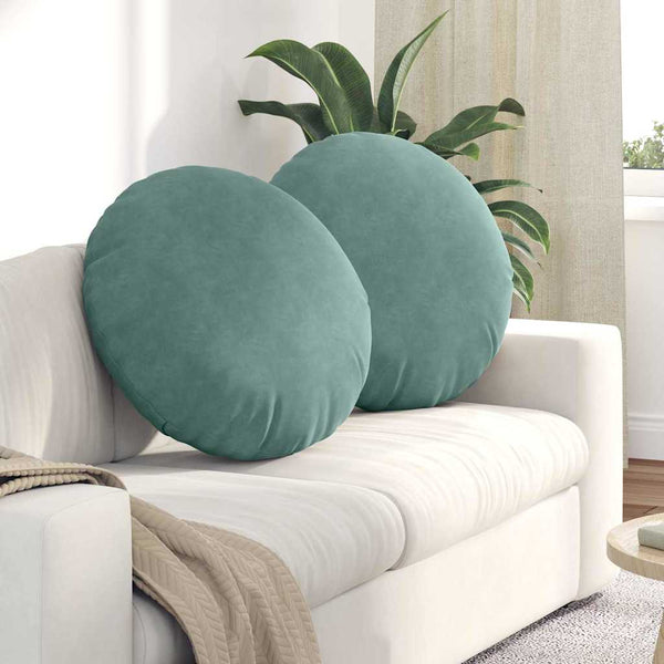 vidaXL Seat Cushions 2 pcs Sea Green Ø60 x 21 cm Velvet