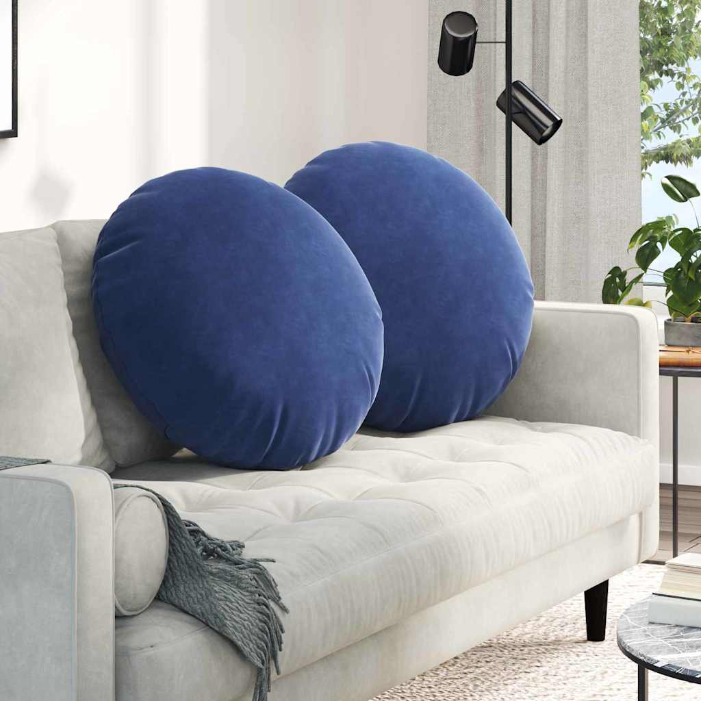 vidaXL Seat Cushions 2 pcs Police Blue Ø60 x 21 cm Velvet