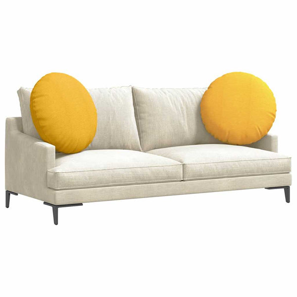 vidaXL Seat Cushions 2 pcs Light Yellow Ø60 x 21 cm Corduroy