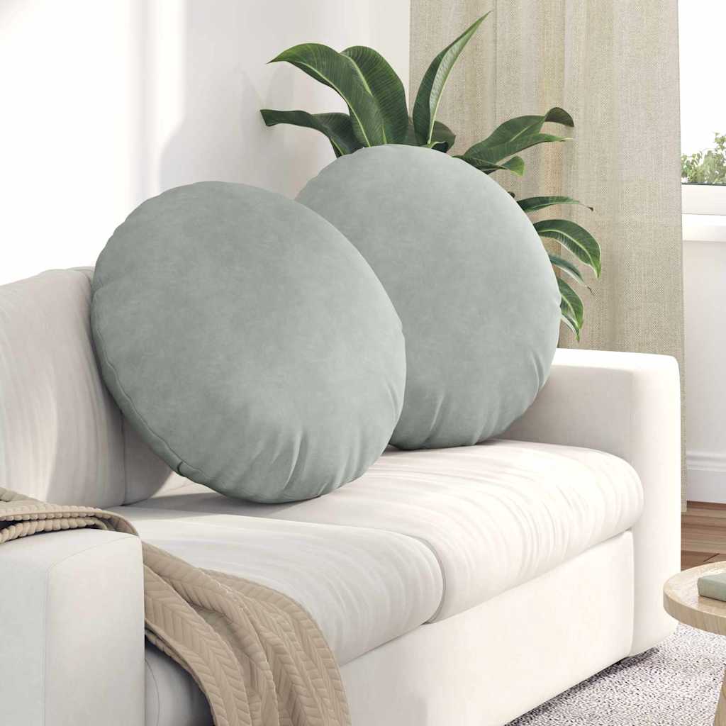 vidaXL Seat Cushions 2 pcs Light Grey Ø 80 x 29 cm Velvet