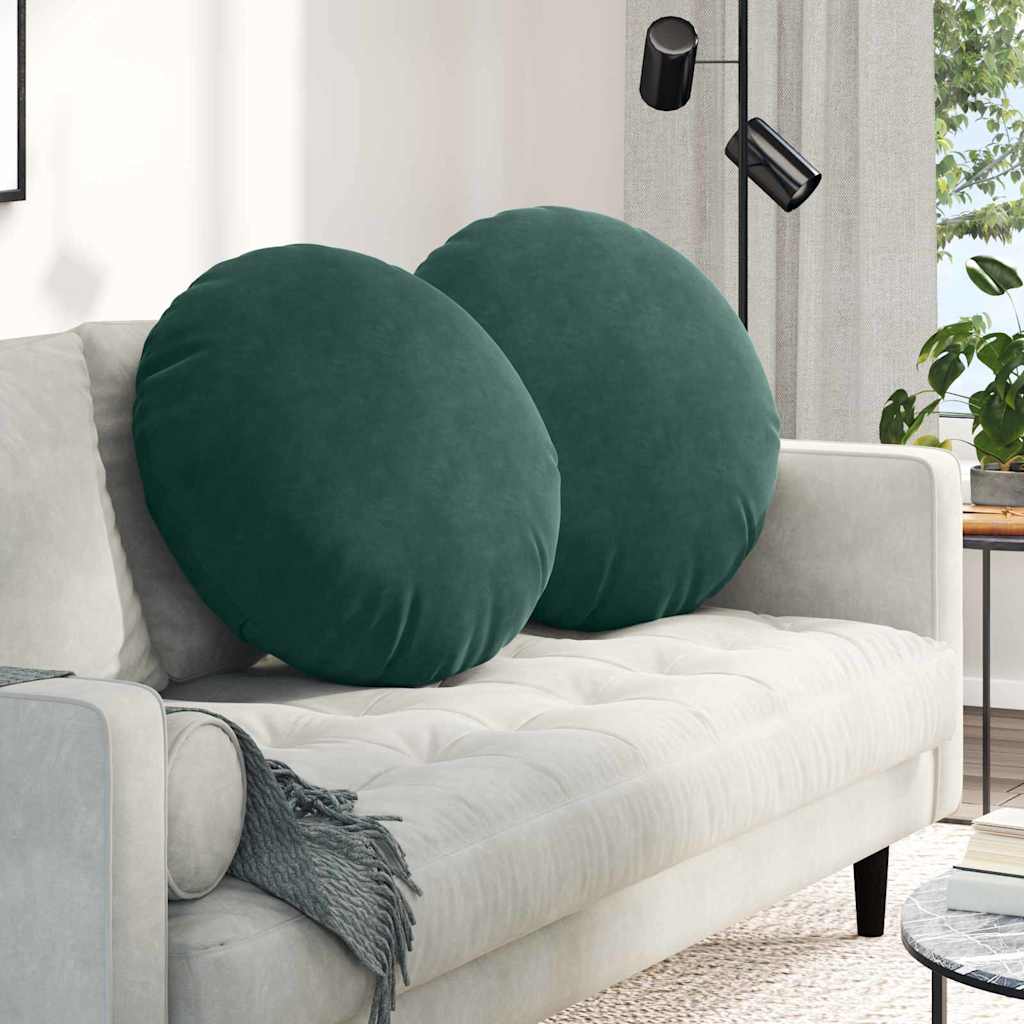 vidaXL Seat Cushions 2 pcs Dark Green Ø 80 x 29 cm Velvet
