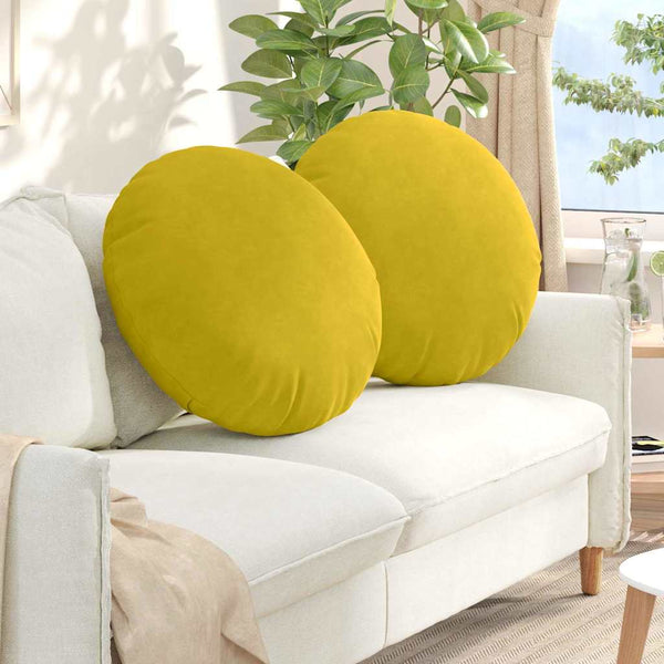vidaXL Floor Cushions 2 pcs Yellow Ø 80 x 29 cm Velvet