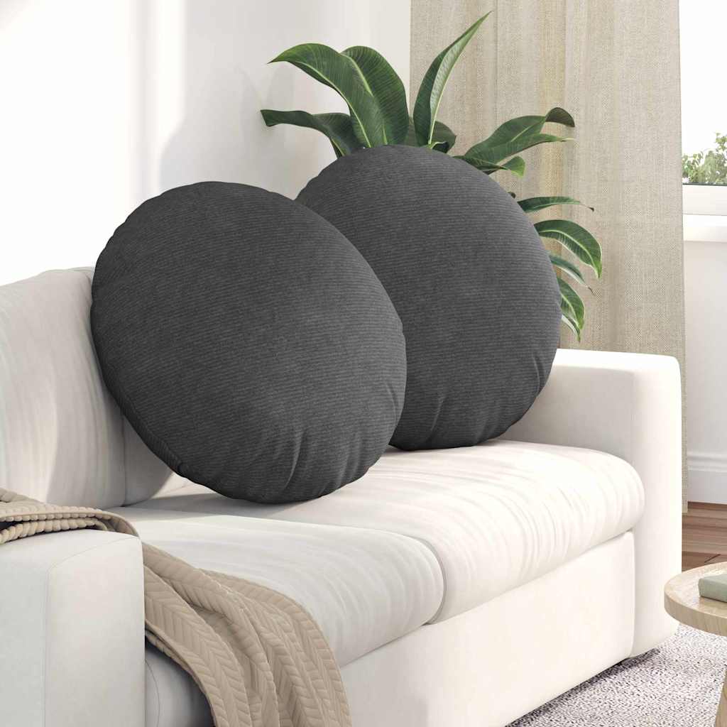 vidaXL Seat Cushions 2 pcs Dark Grey Ø 80 cm Corduroy