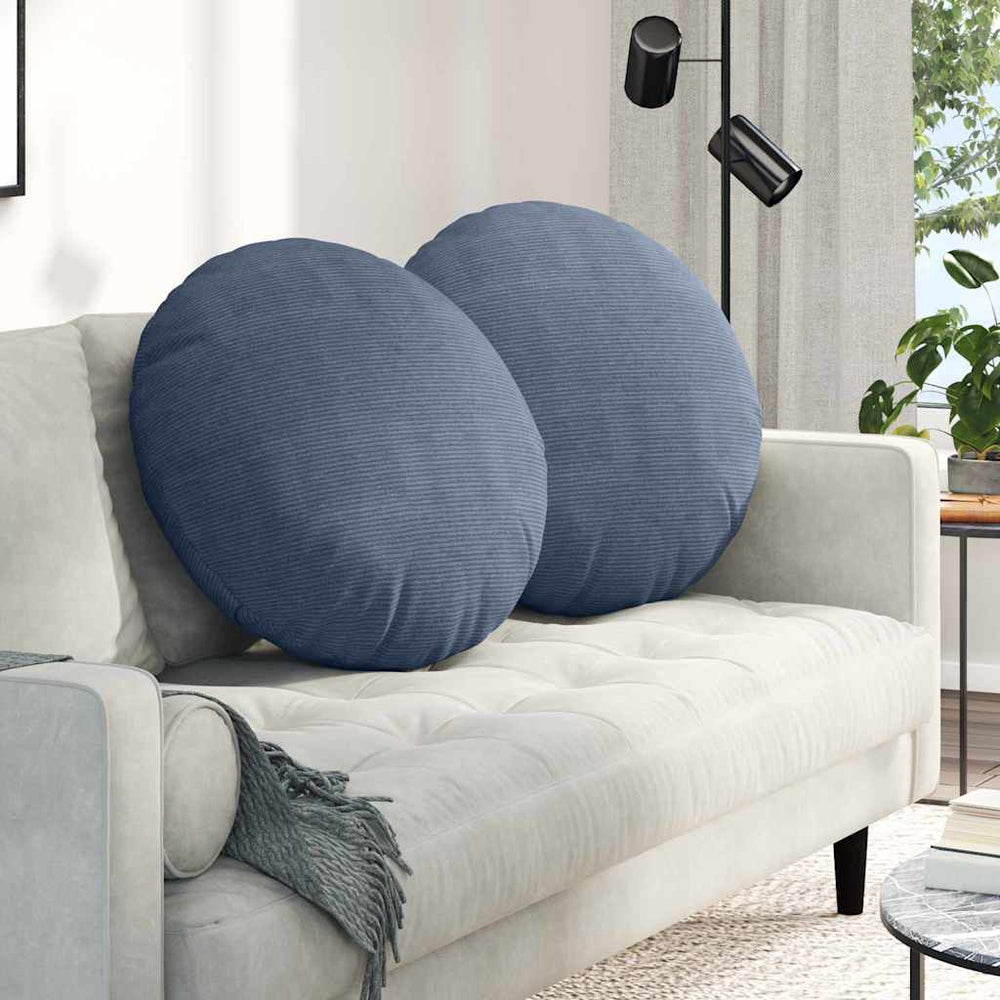 vidaXL Floor Cushions 2 pcs Blue Ø 80 cm Corduroy