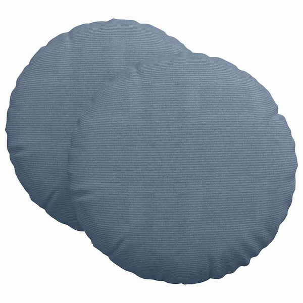 vidaXL Floor Cushions 2 pcs Blue Ø 80 cm Corduroy