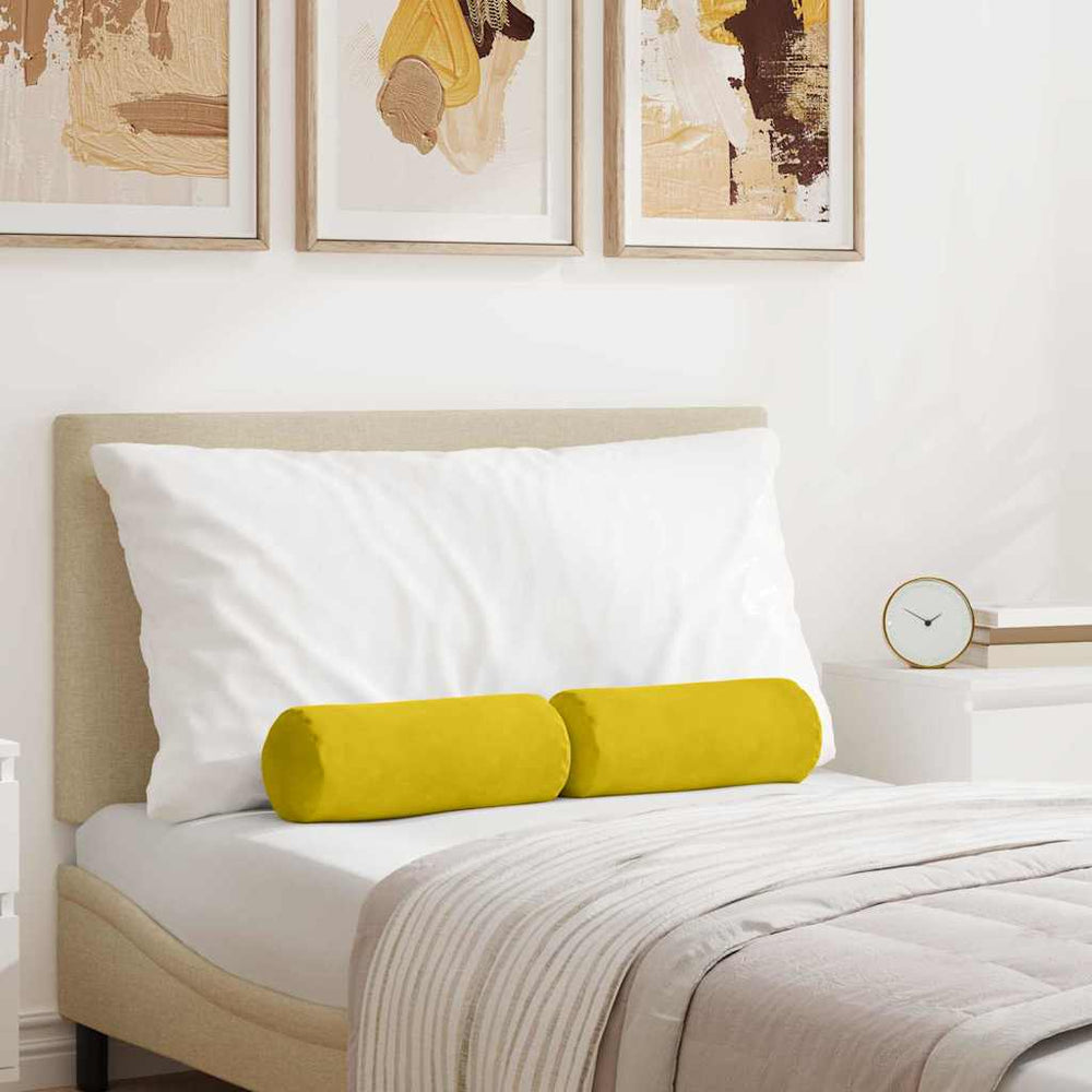 vidaXL Bolster Pillows 2 pcs Yellow Ø 15 x 40 cm Corduroy