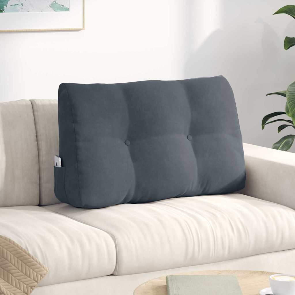 vidaXL Back Cushion Dark Grey 80 x 24 x 50 cm Velvet