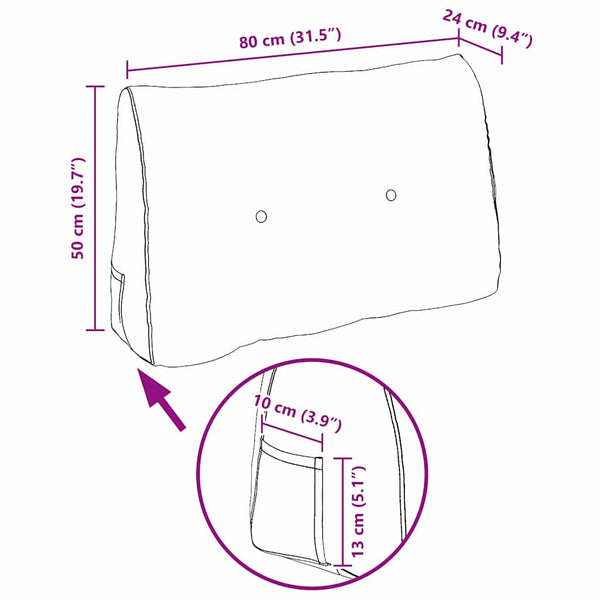 vidaXL Back Cushion Dark Grey 80 x 24 x 50 cm Velvet