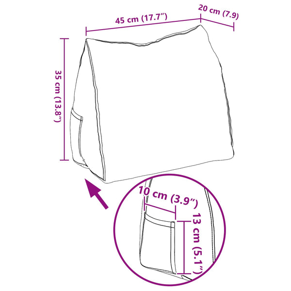 vidaXL Back Cushion Red 45 x 20 x 35 cm Fabric