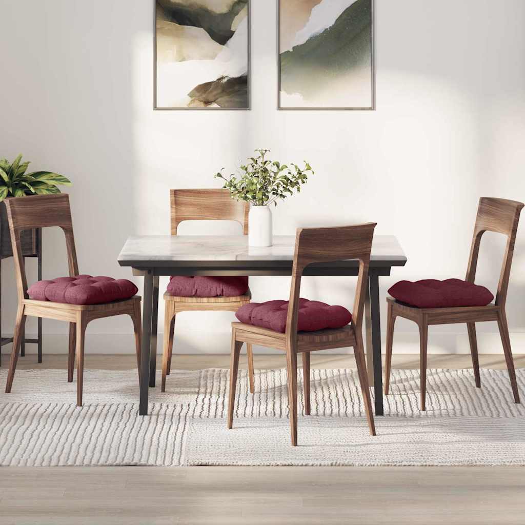 vidaXL Seat Cushions 4 pcs Wine Red 40 x 40 x 12 cm Fabric
