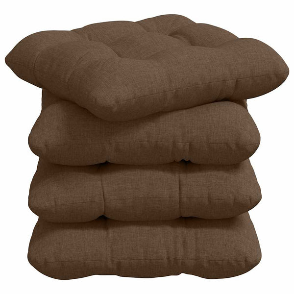 vidaXL Seat Cushions 4 pcs Brown 45 x 45 x 12 cm Fabric