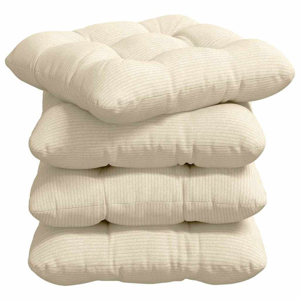 vidaXL Seat Cushions 4 pcs Cream 45 x 45 cm Corduroy
