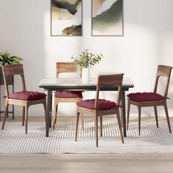 vidaXL Seat Cushions 4 pcs Wine Red 40 x 40 x 6 cm Fabric