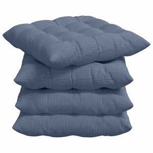 vidaXL Seat Cushions 4 pcs Blue 40 x 40 x 6 cm Corduroy