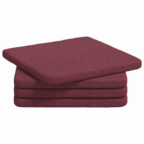 vidaXL Seat Pads 4 pcs Wine Red 40 x 40 x 3 cm Fabric