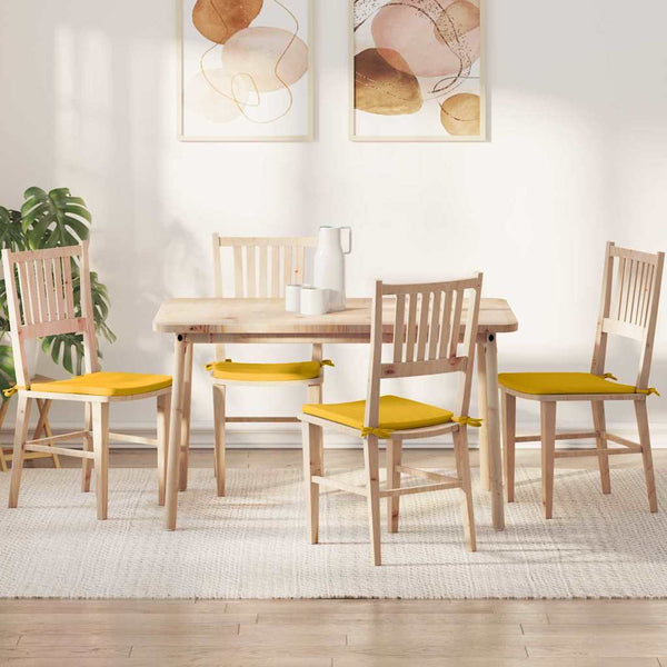 vidaXL Seat Cushions 4 pcs Light Yellow 40 x 40 x 3 cm Corduroy