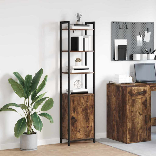 vidaXL Bookcase Smoked Oak 40 x 24 x 161 cm Engineered Wood