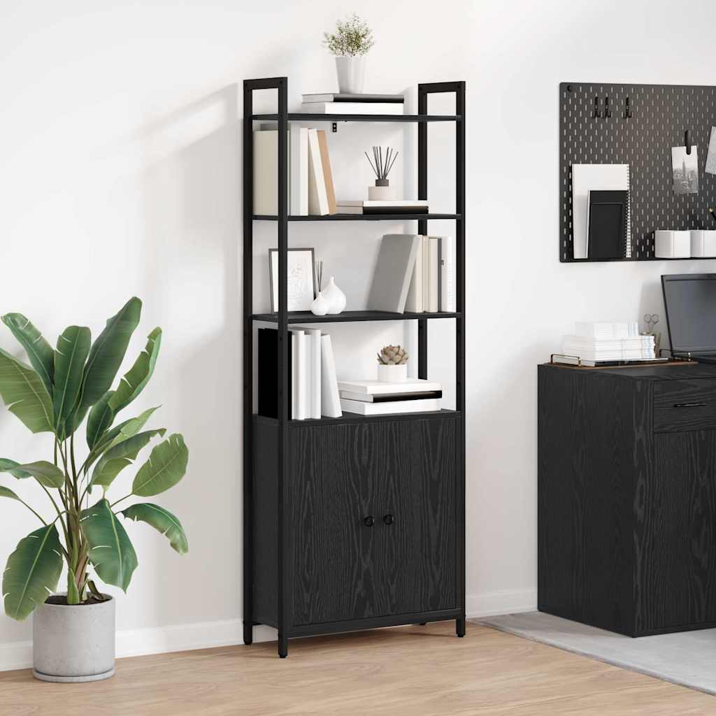 vidaXL Bookcase Black Oak Look 60 x 24 x 161 cm Engineered Wood